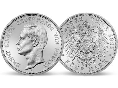 Ernst Ludwigs erste 5 Mark Silber − Hessen, 5 Mark 1895-1900