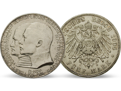 Deutsches Reich / Hessen 5 Mark 1904 Großherzog Ernst Ludwig