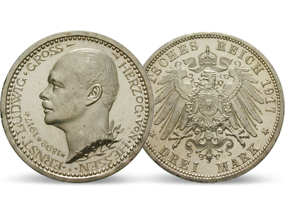 Deutsches Reich / Hessen 3 Mark 1917 Großherzog Ernst Ludwig