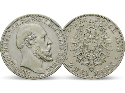 Deutsches Reich / Mecklenburg-Schwerin 2 Mark 1876 Großherzog Friedrich Franz II.