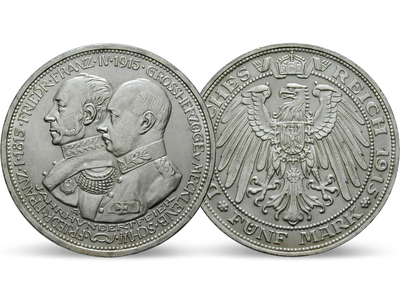 Deutsches Reich / Mecklenburg-Schwerin 5 Mark 1915 Großherzog Friedrich Franz IV.