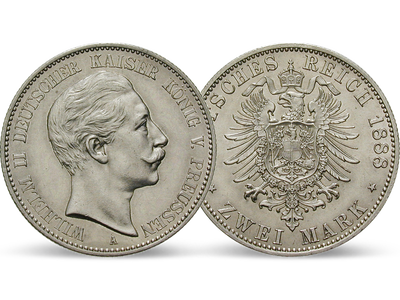 Deutsches Reich / Preußen 2 Mark 1888 Kaiser Wilhelm II.