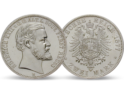 Deutsches Reich / Reuß (Greiz) 2 Mark 1877 Fürst Heinrich XXII.