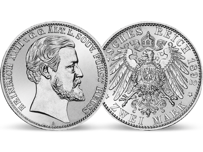 Seltenste 2-Mark-Münze des Fürstentums Reuss-Greiz!