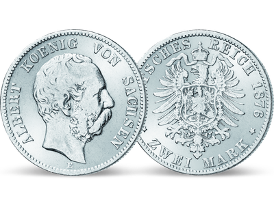 Deutsches Reich / Sachsen 2 Mark 1876-1888 König Albert