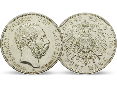 Deutsches Reich / Sachsen 5 Mark 1902 König Albert