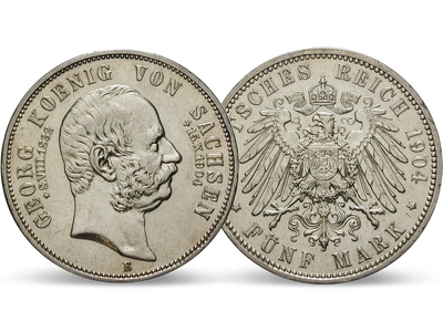 Deutsches Reich / Sachsen 5 Mark 1904 König Georg