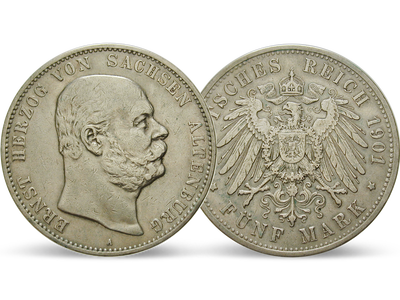 Deutsches Reich / Sachsen-Altenburg 5 Mark 1901 Herzog Ernst