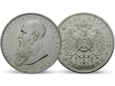 Deutsches Reich / Sachsen-Meiningen 5 Mark 1902/1908 Herzog Georg II.