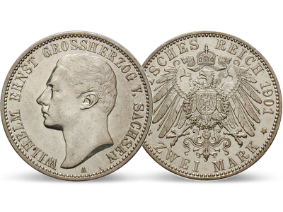 Deutsches Reich / Sachsen-Weimar-Eisenach 2 Mark 1901 Großherzog Wilhelm Ernst