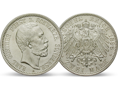 Deutsches Reich / Schwarzburg-Sondershausen 2 Mark 1896/1901 Fürst Karl Günther