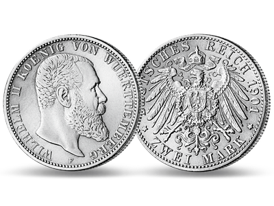 Deutsches Reich / Württemberg 2 Mark 1892-1914 König Wilhelm II.
