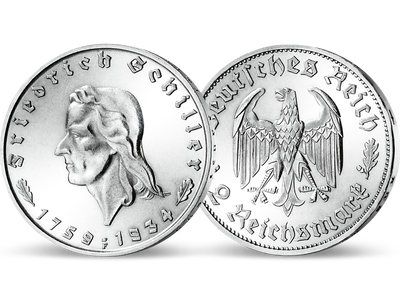 Zum 175. Geburtstag Schillers: Deutsches Reich 2 Reichsmark 1934