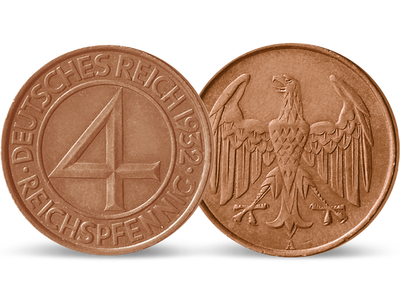 Eine Münze erzieht zur Sparsamkeit − 4 Pfennig 1932 