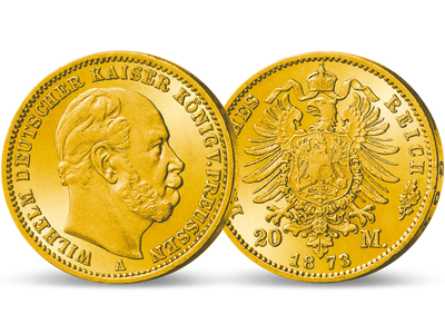 Prägefrische Goldmünze aus dem Juliusturm – Preußen 20 Mark 1871-1873