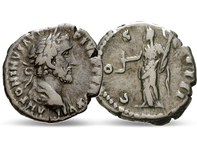 Antike Silber-Münze zu Ehren des römischen Kaisers Antoninus Pius!