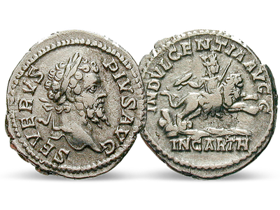 Die antike Stadtgöttin Karthagos − Rom, Septimius Severus, Denar 203