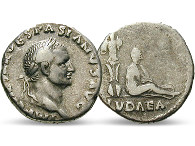 Fast 2000 Jahre alte Silber-Gedenkmünze des Römischen Kaisers Vespasian
