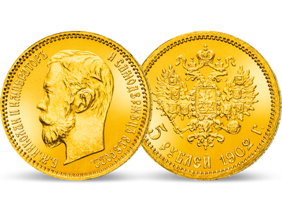 Prägefrisches Gold aus Russland − Nikolaus II. 5 Rubel 1899-1911