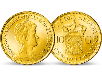 Gold erinnert an Mata Hari − Holland, Wilhelmina 10 Gulden 1917