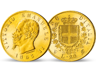 Italiens erster König − Victor Emanuel II. 20 Lire Gold