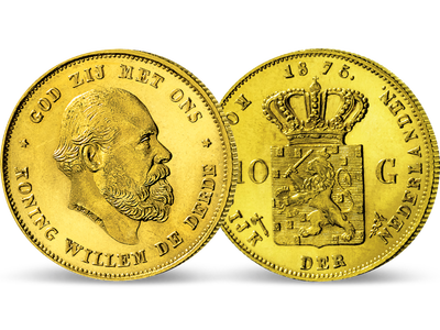 Willem III. letzten 10 Gulden − Holland 10 Gulden Gold 1875-87