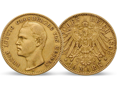 Deutsches Reich / Hessen 10 Mark 1893 Großherzog Ernst Ludwig