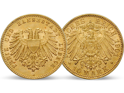 Deutsches Reich / Lübeck 10 Mark 1901/1904