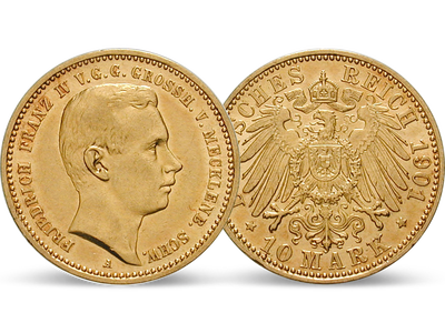 Deutsches Reich / Mecklenburg-Schwerin 10 Mark 1901 Großherzog Friedrich Franz IV.