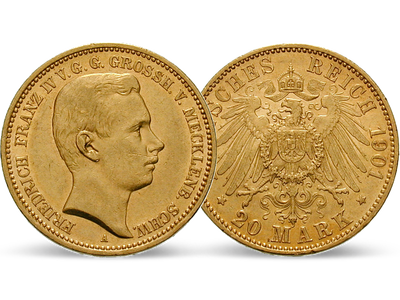 Deutsches Reich / Mecklenburg-Schwerin 20 Mark 1901 Großherzog Friedrich Franz IV.