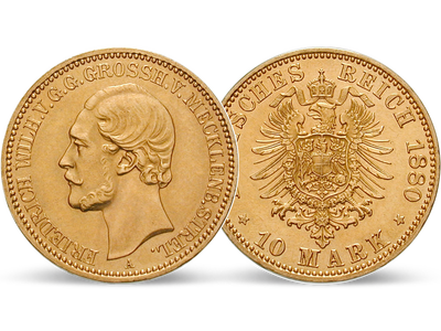 Deutsches Reich / Mecklenburg-Strelitz 10 Mark 1874/1880 Großherzog Friedrich Wilhelm