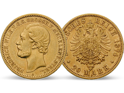 Deutsches Reich / Mecklenburg-Strelitz 20 Mark 1874 Großherzog Friedrich Wilhelm
