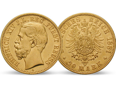 Deutsches Reich / Reuß (Schleiz) 20 Mark 1881 Fürst Heinrich XIV.