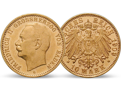 Deutsches Reich / Baden 10 Mark 1909-1913 Großherzog Friedrich II.