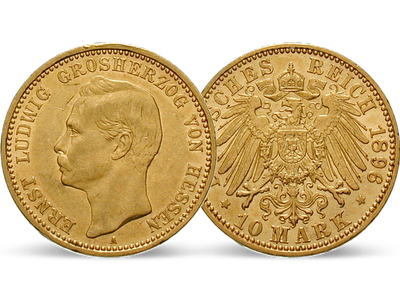 Deutsches Reich / Hessen 10 Mark 1896/1898 Großherzog Ernst Ludwig