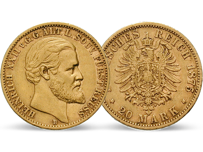 Deutsches Reich / Reuß (Greiz) 20 Mark 1875 Fürst Heinrich XXII.