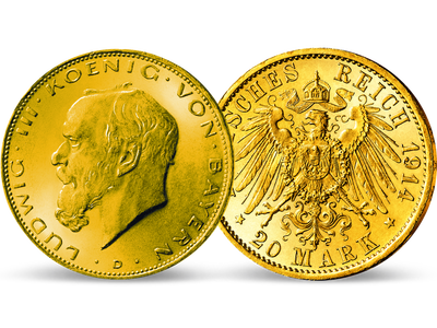 Deutsches Reich / Bayern 20 Mark 1914 König Ludwig III.