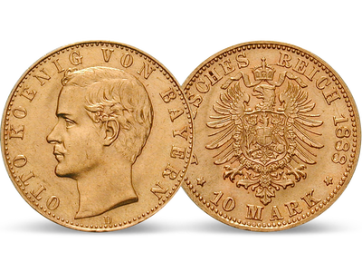 Deutsches Reich / Bayern 10 Mark 1888 König Otto