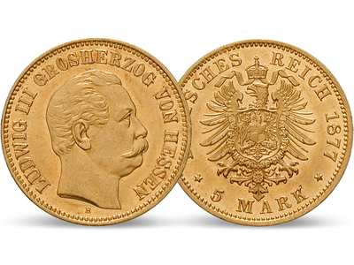 Deutsches Reich / Hessen 5 Mark 1877 Großherzog Ludwig III.