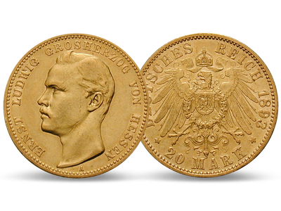 Deutsches Reich / Hessen 20 Mark 1893 Großherzog Ernst Ludwig