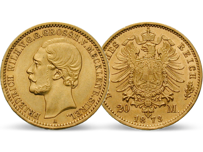 Deutsches Reich / Mecklenburg-Strelitz 20 Mark 1873 Großherzog Friedrich Wilhelm