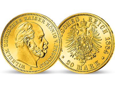 Der erste Deutsche Kaiser − Wilhelm I. 20 Mark Gold 1874-1888