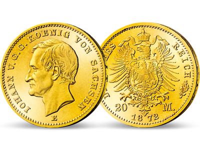 Sachsens erste 20-Mark.Münze aus Gold − Johann 20 Mark 1872