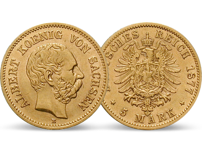 Sachsens einzige 5 Mark in Gold − Albert 5 Mark 1877