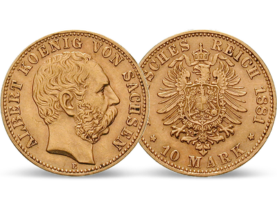 Die ersten 10 Mark König Alberts − Sachsen, 10 Mark Gold 1874 – 1888
