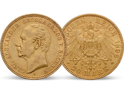 Deutsches Reich / Sachsen-Weimar-Eisenach 20 Mark 1892/1896 Großherzog Carl Alexander