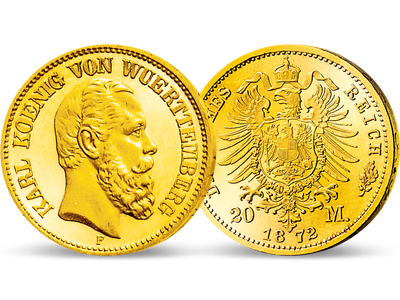 Deutsches Reich/Württemberg 10 Mark 1872-1873 König Karl