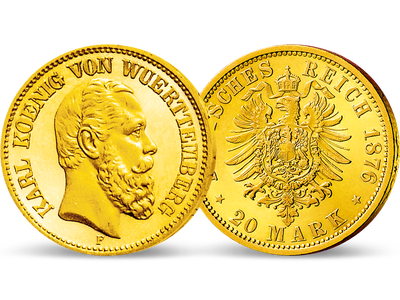 Karls letzte 20 Mark in Gold − Württemberg 20 Mark 1874-1876