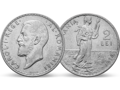 Ein deutscher Fürst für Rumänien − Karl I., 2 Lei Silber 1910-1914