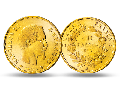 Frankreich 10 Francs 1855-1860 Napoleon III. o. Kranz